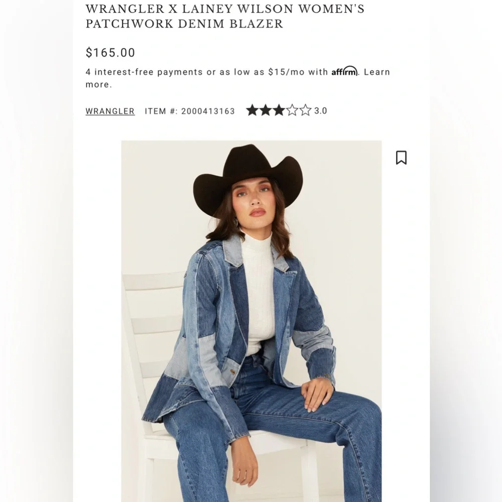 Wrangler x Lainey W Patchwork Denim Blazer Jacket • Rare Collab • Size Large - Picture 2 of 15